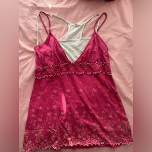 size medium super cute pink layered tank top